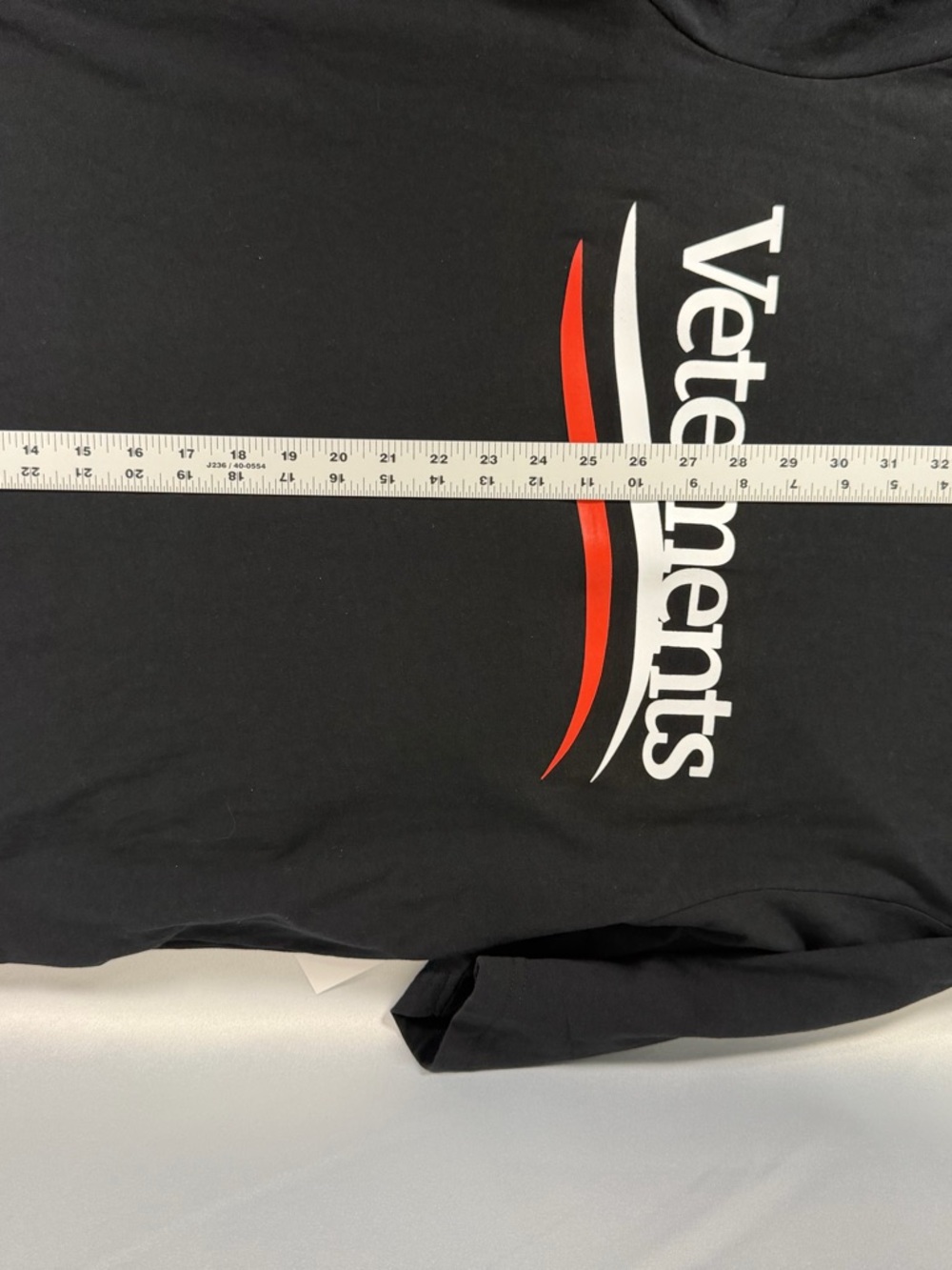 Vetements Black Tee with White Logo and Red Wave - Picture 7 of 7